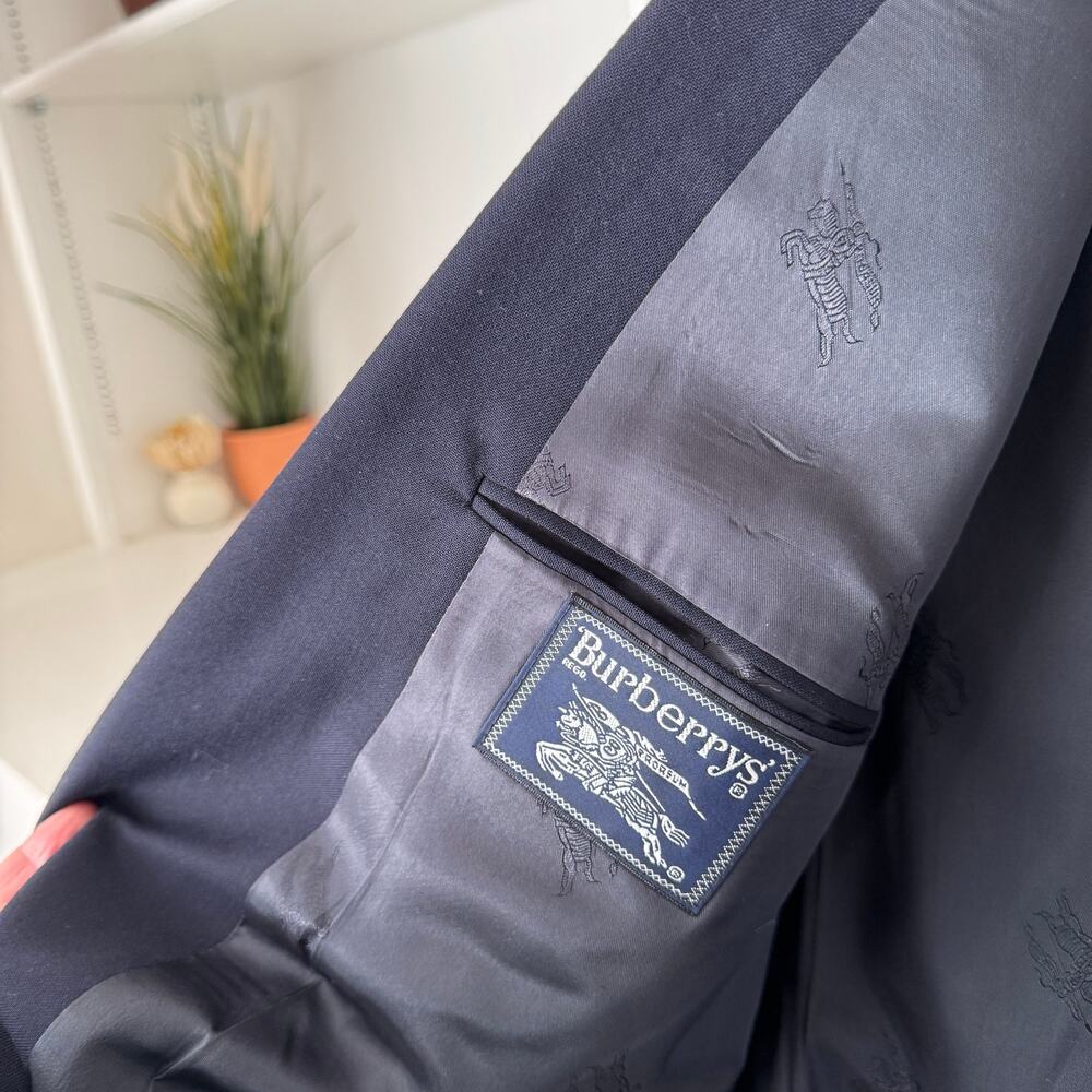 Vintage Burberrys' Navy Blue 100% Wool Double Breasted Sport Coat Blazer Size XL - Picture 4 of 6